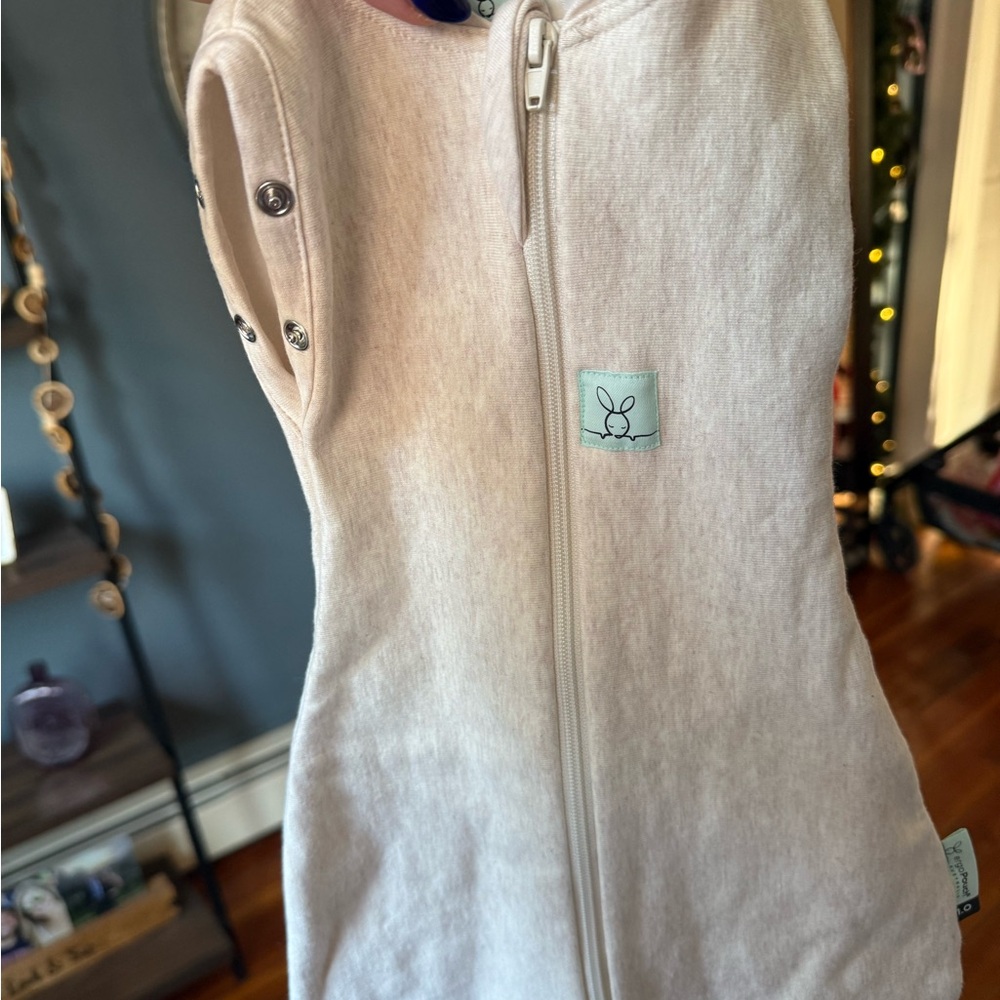 Cream Sleeveless Baby Swaddle with Zipper